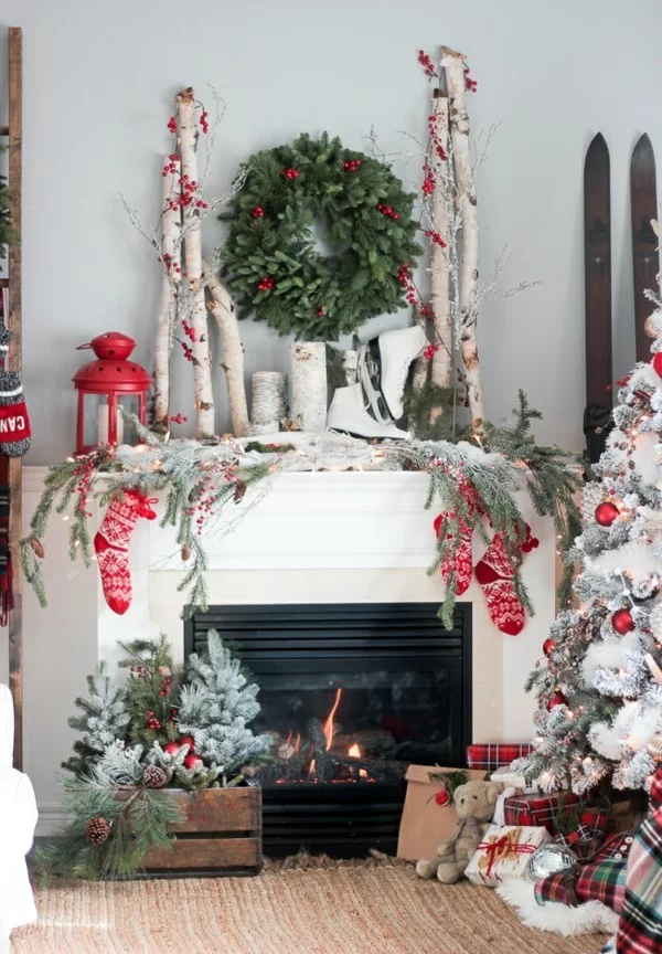 Weihnachtsdeko Landhausstil wohnzimmer dekoideen reichliche dekoration festliche stimmung