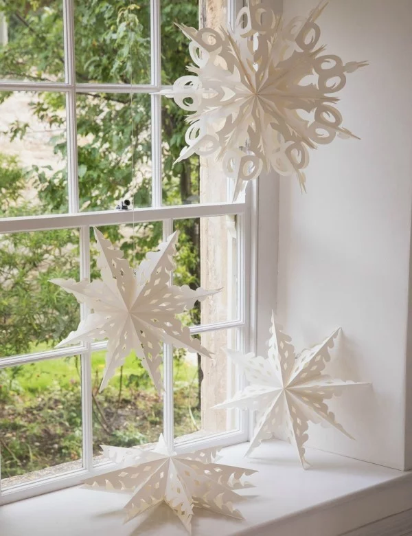 Weihnachtsdeko aus Papier Fensterdekoration
