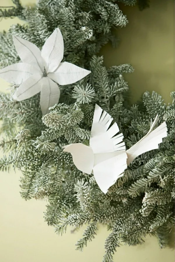Weihnachtskranz mit Weihnachtsdeko aus Papier selber machen