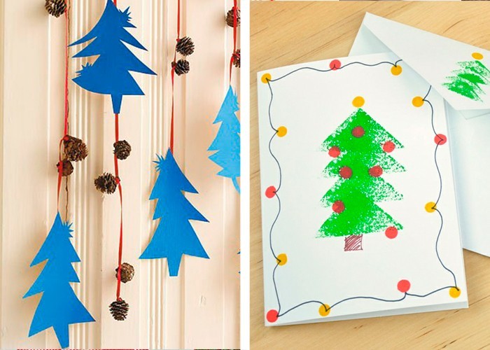 christbäume aus papier selber machen weihnachtsbasteln mit kindern
