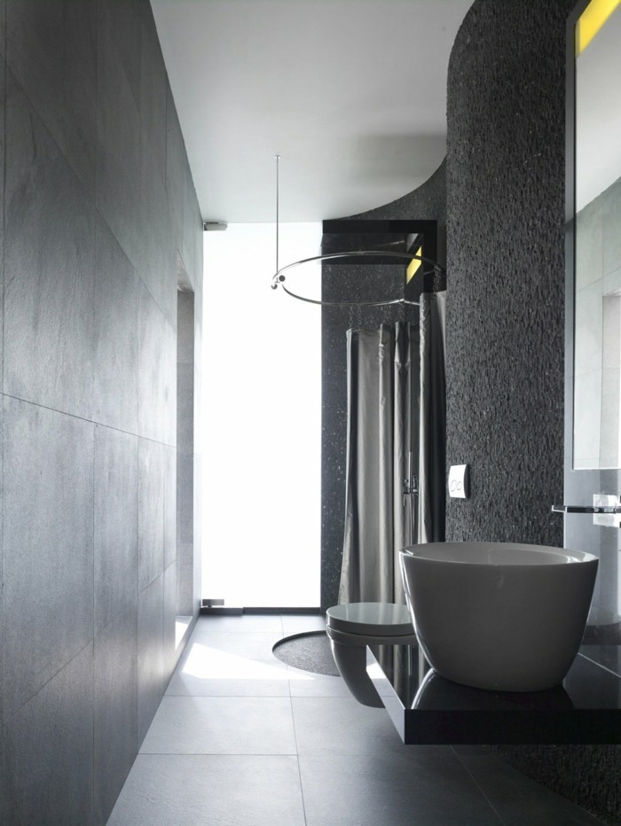 fugenloses bad graues badezimmer männliche ausstrahlung moderne einrichtung