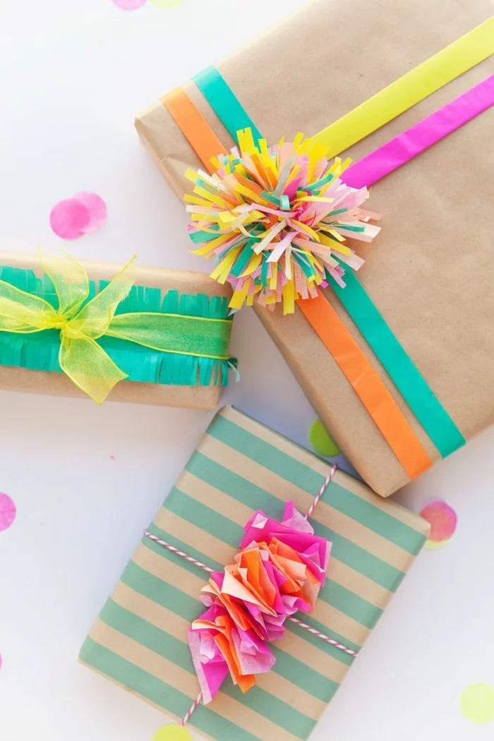 geschenke origenell verpacken weihanchtsbasteln geschenkideen farbgestaltung