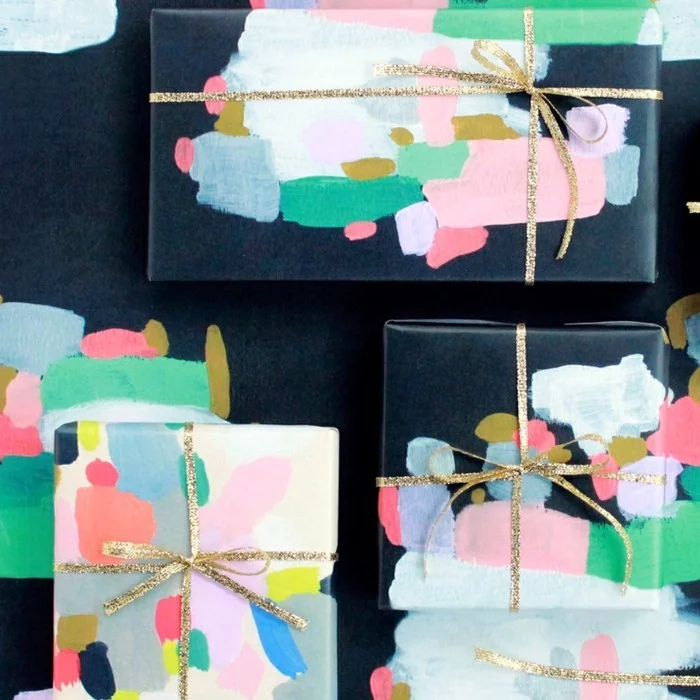 geschenkpapier weihnachten diy ideen acrylfarbe