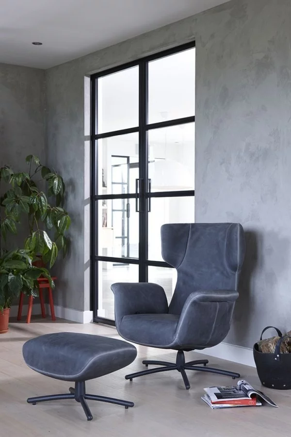 grau blauer relax stuhl aus zwei modulen