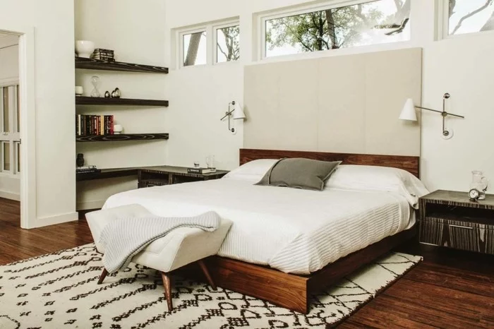 modernes schlafzimmer helle textilien
