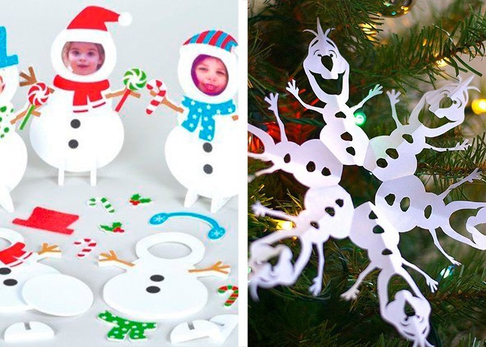 schneemänner aus papier weihnachtsbasteln mit kindern