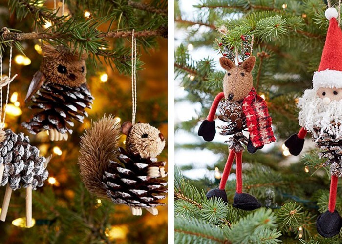 tannenzapfen christbaumschmuck selber machen weihnachtsbasteln mit kindern