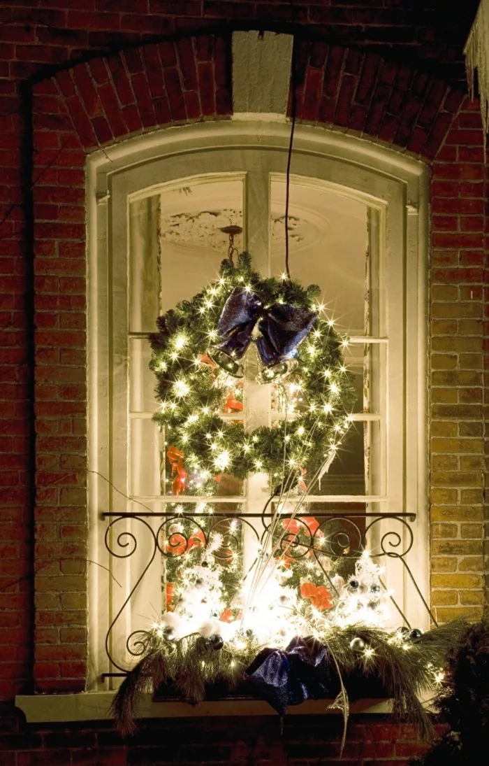 Christmas decorations on a window