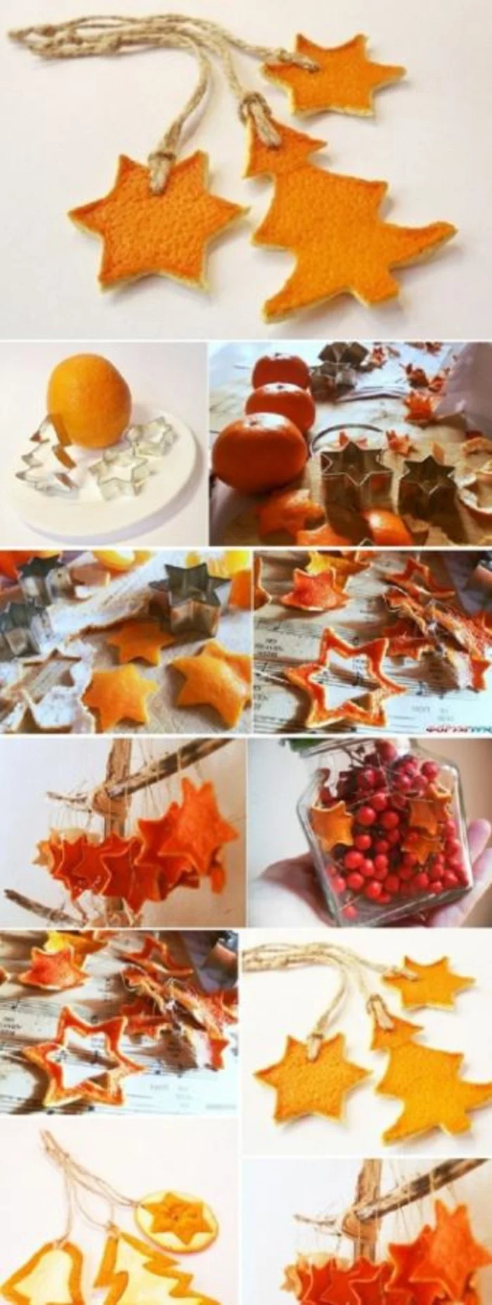 weihnachtsschmuckbasteln mit naturmaterialien aus orangenschale