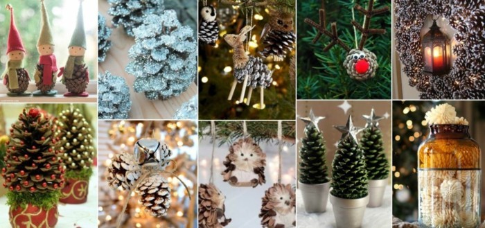 weihnachtsschmuck basteln mit naturmaterialien weihnachtskekse tannenzapfen collage