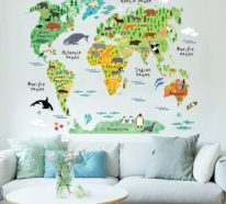 Weltkarte Wand – 73 Beispiele, wie Weltkarten Dynamik in die Innengestaltung bringen