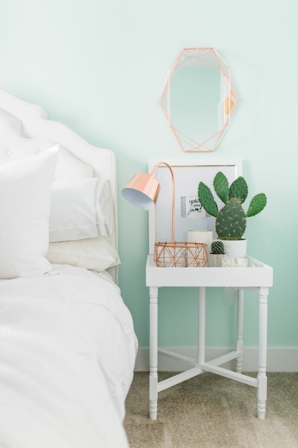 Pastellgrün Wandfarbe besänftigend im Schlafzimmer