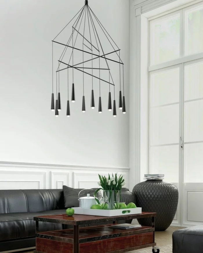 kronleuchter schwarz modernes design wohnzimmer beleuchten