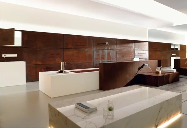 modern einrichten badezimmer design patina effekt