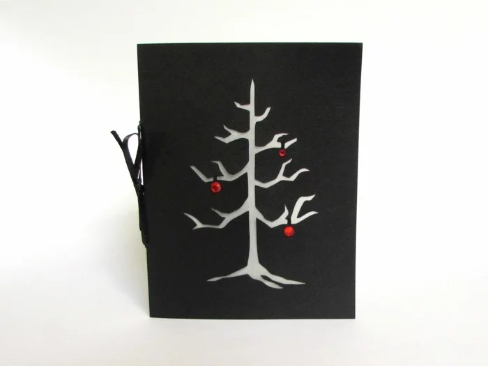 weihnachtskarte basteln scherenschnitt weihnachten tannenbaum