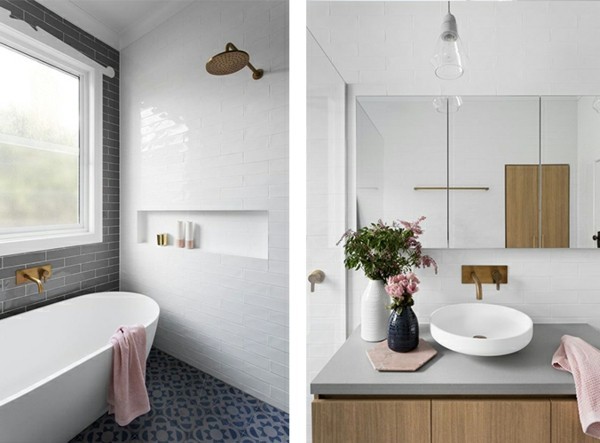 Badezimmergestaltung weiß und andere farben