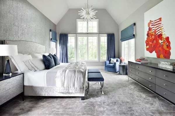 Schlafzimmer Ideen stilvolles Raumdesign Grau-Blau