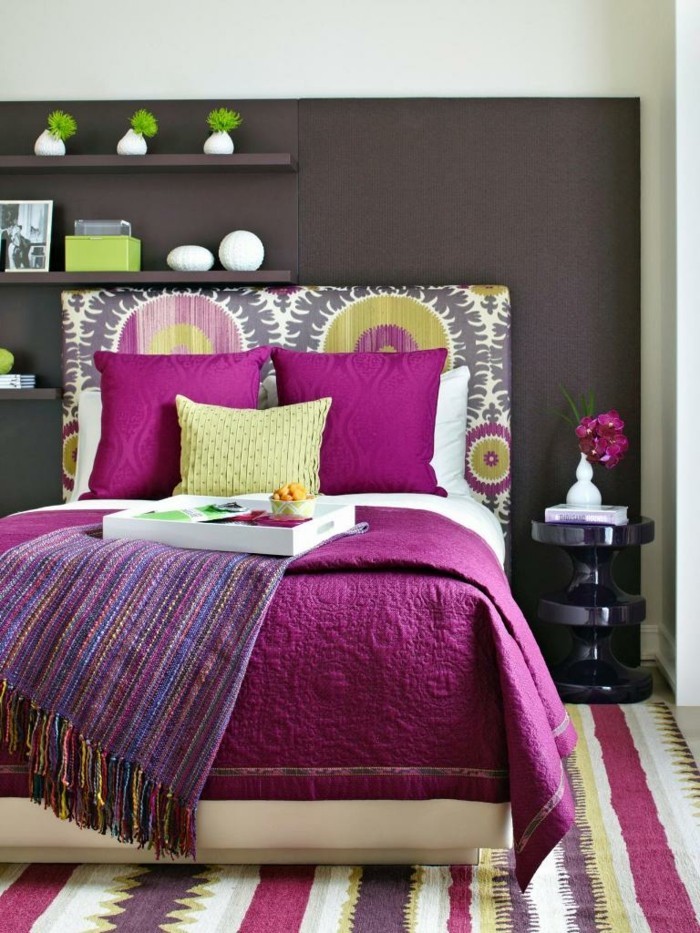 bunte textilien boho style schlafzimmer farben