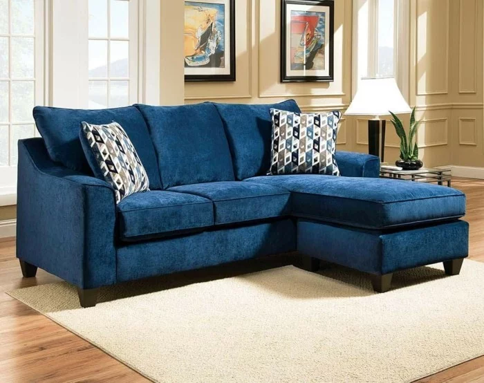 chenille sofa blau