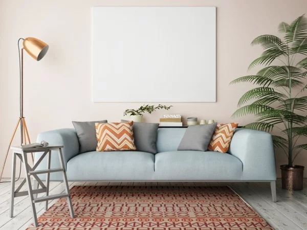 sofa leder moderner teppich deko trends 