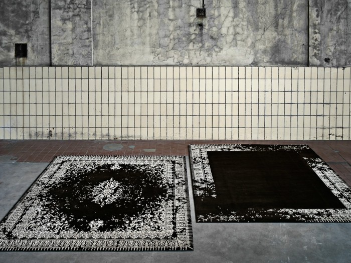 designerteppiche jan kath klassisches teppich in schwarz weiß
