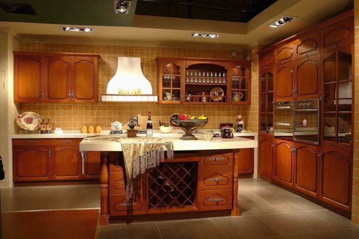 holzküche stilvolle küchenschränke design große bodenfliesen