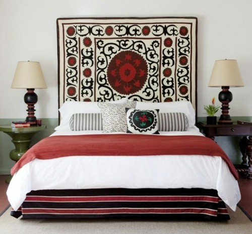 ideen schlafzimmer eklektisch schönes bettkopfteil elegante farbkombination