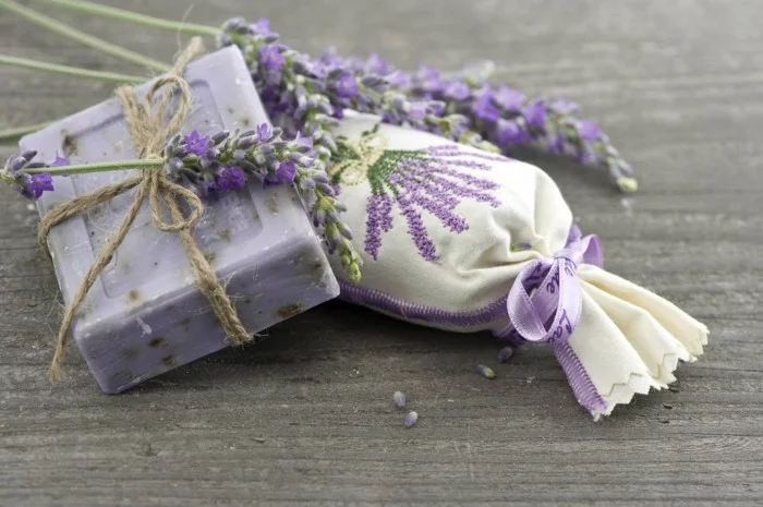lavender soap with fresh flowers