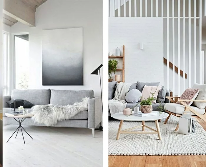 minimalistisch einrichten graue sofas deko in schlichter farbe
