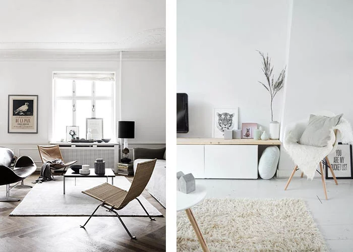 minimalistisch einrichten wanddeko sessel wohnzimmer ideen