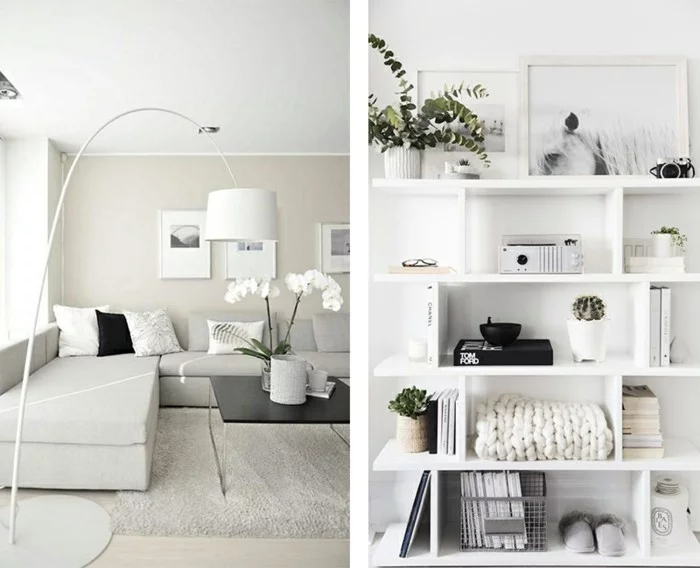 minimalistisch einrichten weißes wohnzimmer pflanzen