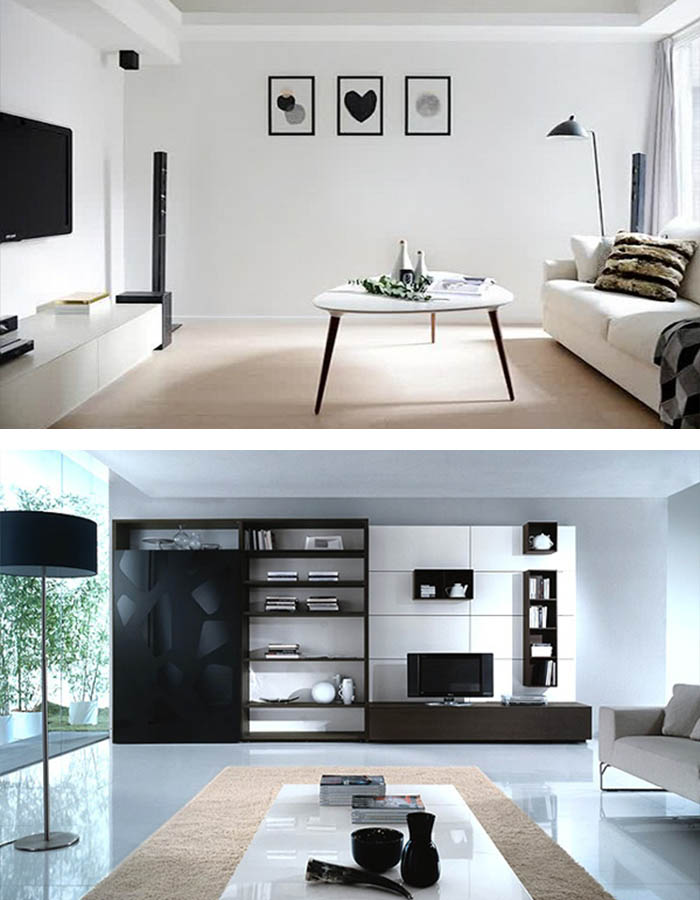 minimalistisch einrichten wohnzimmer moderne wohnwand