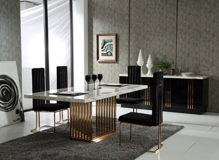 moderne stühle esszimmer ausgefallene essstühle goldene akzente