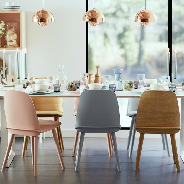 moderne stühle esszimmer skandinavische züge pastellfarben