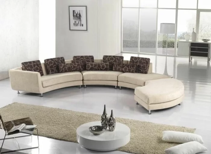 rundes sofa beiges rundsofa modernes wohnzimmer bereiche absondern