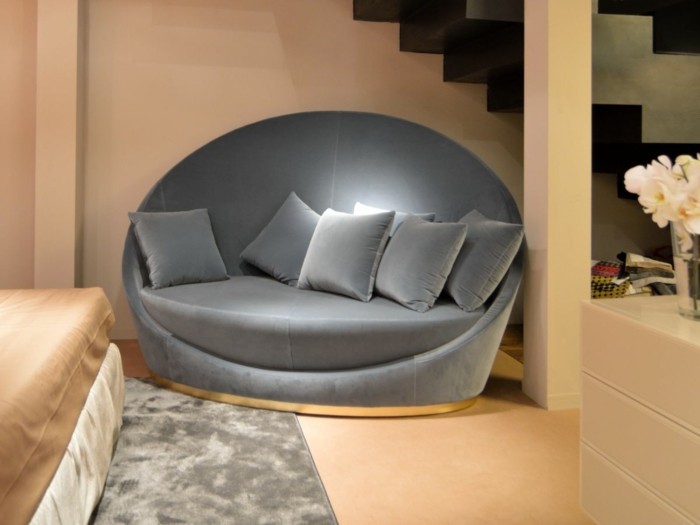 rundes sofa schlafzimmer möbel schlafzimmereinrichtung ideen