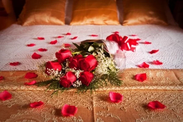 schlafzimmer dekorieren diy valentinstag rosen bett