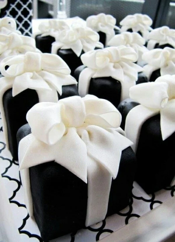 schwarz weiße kuchen mini torten