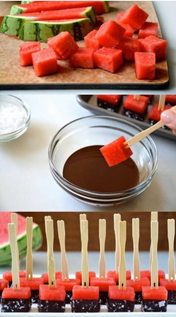 wassermelone party fingerfood ideen schokolade