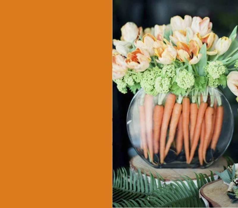Farben Karotten Tulpen orange Blickfang Ostertisch