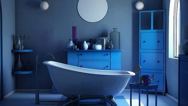 bunte Badezimmer Designs - blaue Wände