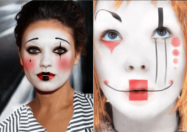 trauriges clowngesicht schminken fasching karneval make up