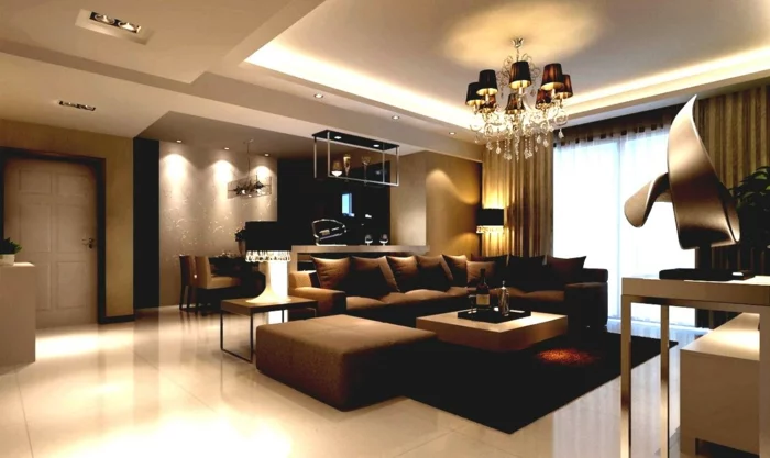 designer sofa dunkelbraun wohnlandschaft