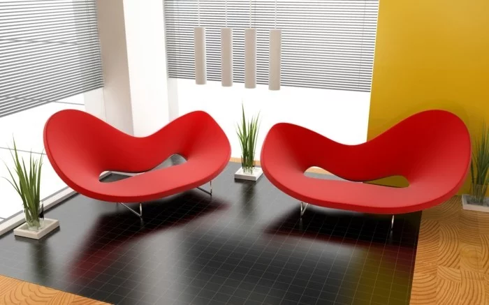 designer sofa grelles rot