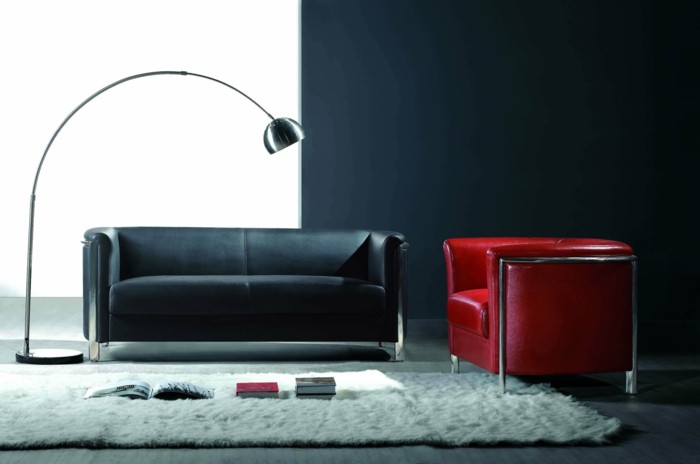 designer sofa rot und schwarz