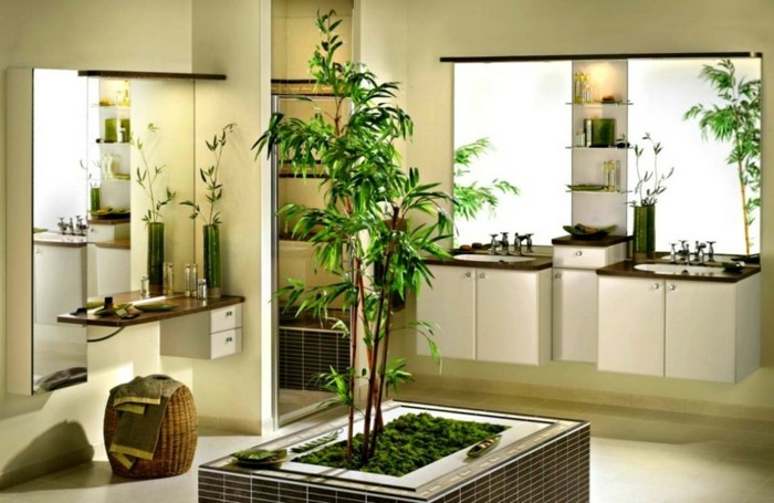 gruene pflanzen badezimmer gestalten gartengesdtaltung