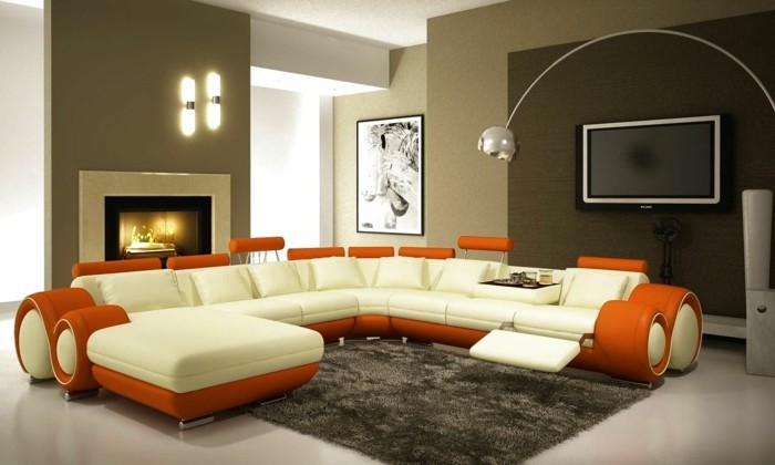 organge und weißn designer sofa