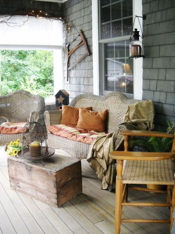 rustikale deko gartenmöbel pflanzen terrasse gestalten