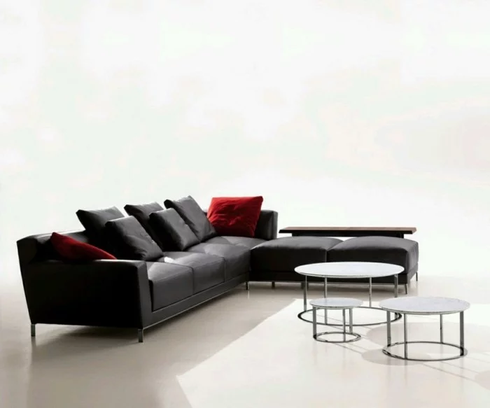 schwarzes designer sofa dekokissen