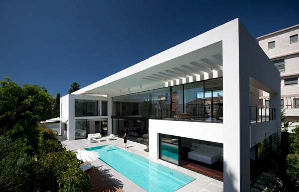 moderne architektur breite dächer